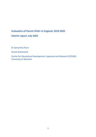 Evaluation of Parent Child+ in England, 2019-2025. Interim Report